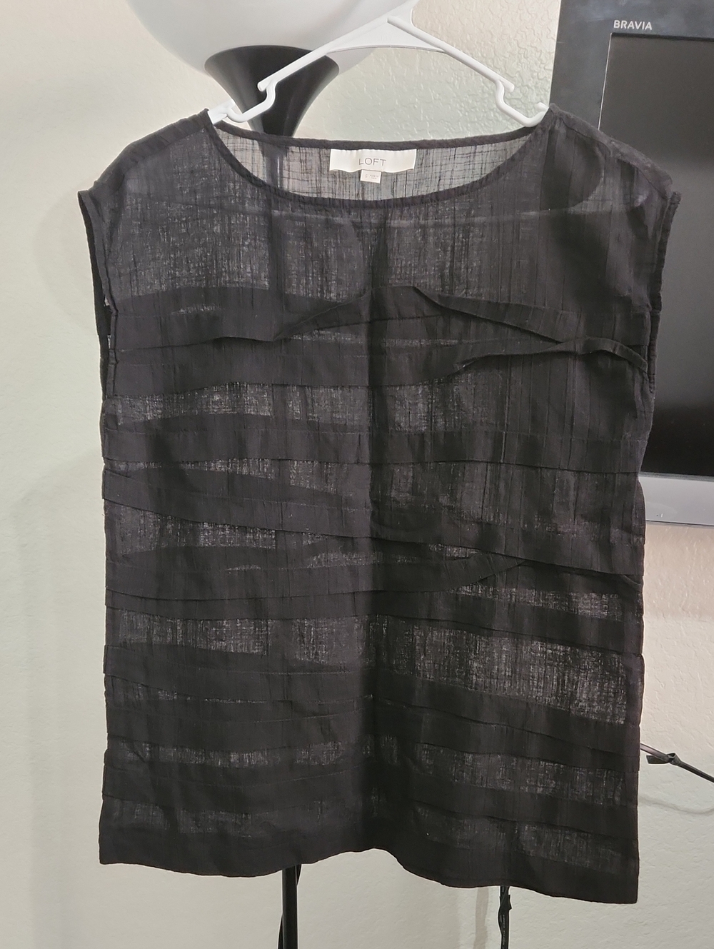 LOFT Black Cotton Sheer Sleeveless Top - Womens Size Small
